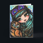 Carte de Noël de forêt de neige de hibou d'hiver<br><div class="desc">Cette carte de voeux a été conçue et créée comportant l'art original et peint à la main d'imaginaire de Hannah Lynn. Pour apprendre plus au sujet de l'artiste,  allez à hannanhlynnart.com.</div>