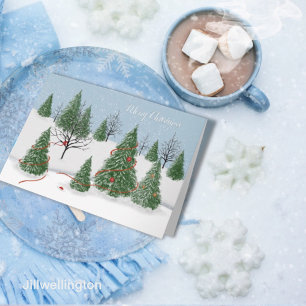 Carte de Noël de forêt enchantée