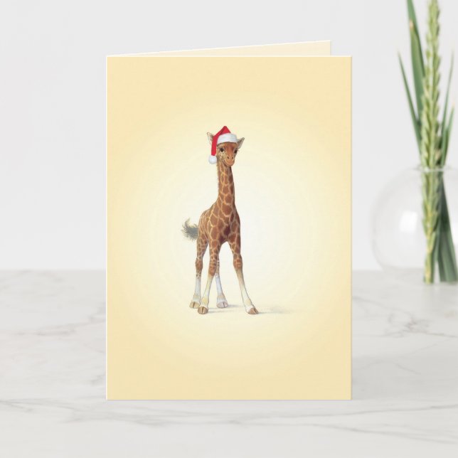 Carte de Noël de girafe de bébés de zoo de Noël (Devant)