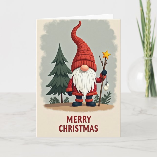 Carte de Noël de gnome joyeux (Devant)