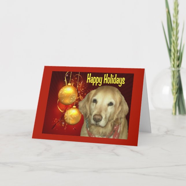 Carte de Noël de golden retriever bonnes fêtes (Devant)