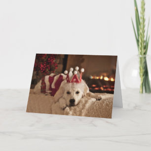 Carte de Noël de golden retriever et de nouvelle
