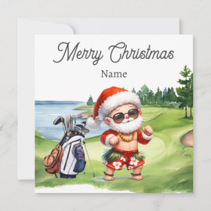 Carte de Noël de golf avec le Père Noël d'Hawaii