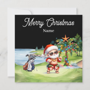 Carte de Noël de golf avec le Père Noël d'Hawaii