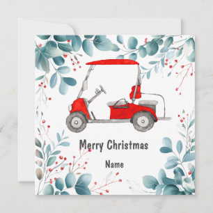 Carte de Noël de golf avec voiturette de golf pour
