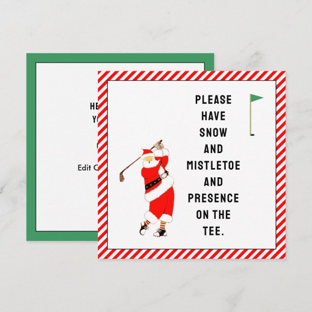 Carte de Noël de golf créative (Devant / Derrière)