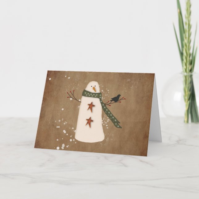 Carte de Noël de grand format Snowman primitive (Devant)