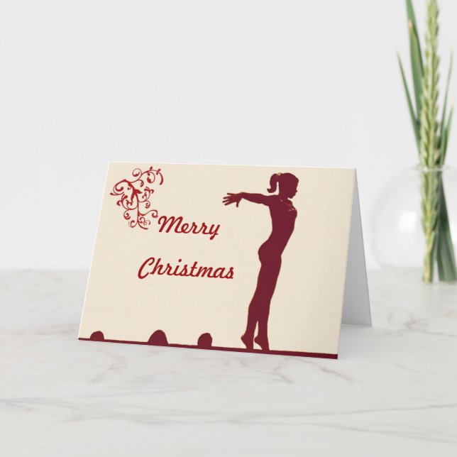 Carte de Noël de gymnaste (Devant)