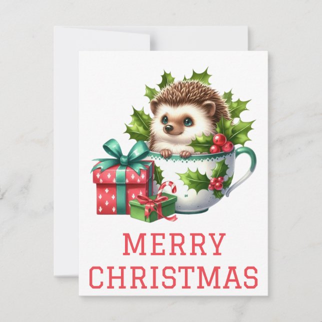 Carte de Noël de hérisson (Devant)