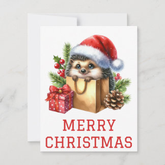 Carte de Noël de hérisson mignon