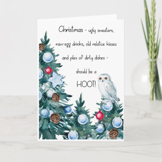 Carte de Noël de hibou (Devant)
