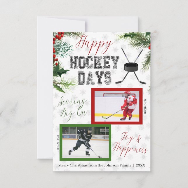 Carte de Noël de hockey (Devant)