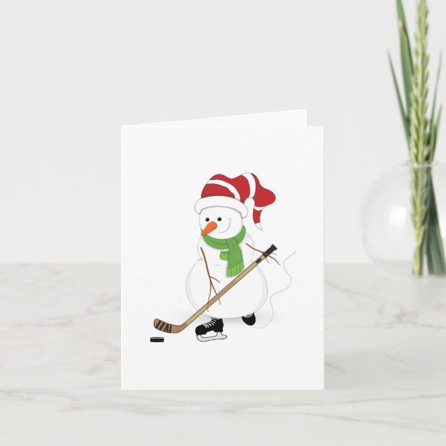 Carte de Noël de Hockey Snowman (Devant)