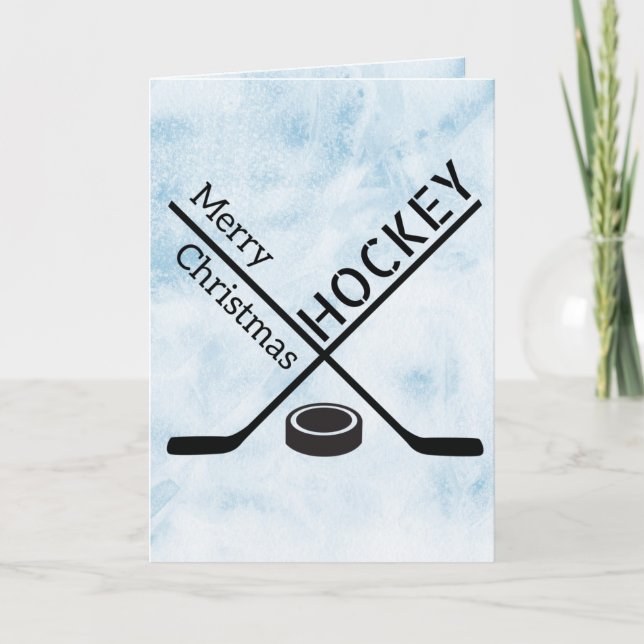 Carte de Noël de hockey sur glace - Bâtons de hock (Devant)