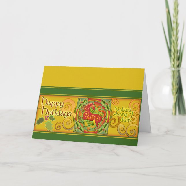 Carte de Noël de Holidaze de vison - spirales d'or (Devant)