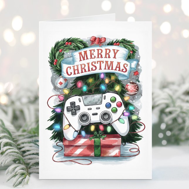 Carte de Noël de jeu vidéo aquarelle (Créateur téléchargé)