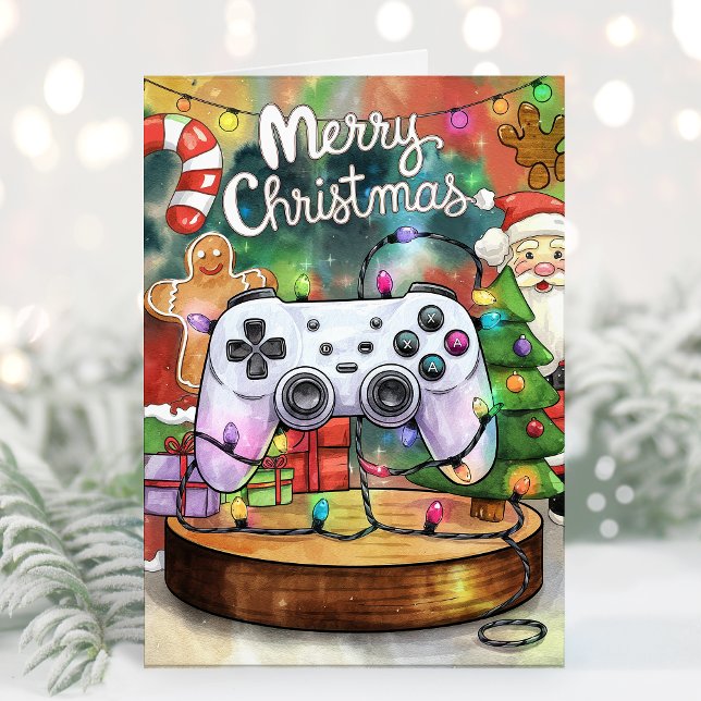 Carte de Noël de joueur à l'aquarelle (Créateur téléchargé)