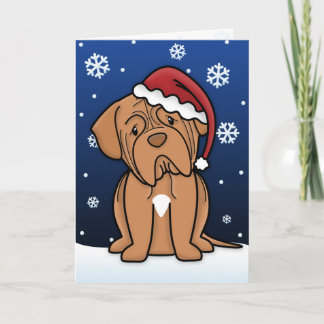 Carte de Noël de Kawaii Dogue de Bordeaux