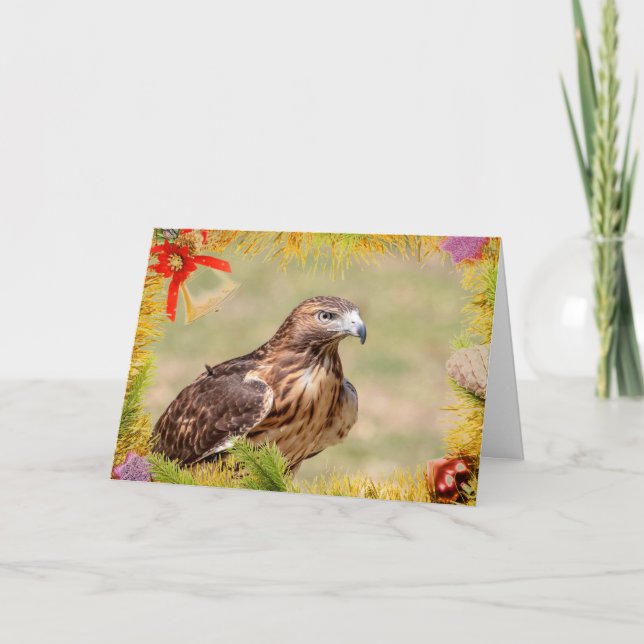 Carte de Noël de la Buse à queue rouge (Devant)