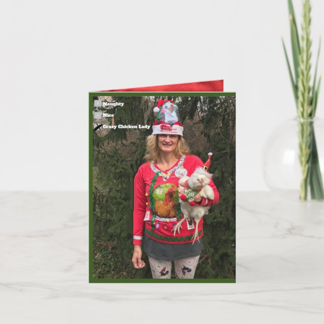 Carte de Noël de la Dame Poulet Folle Joyeux CHICK (Devant)