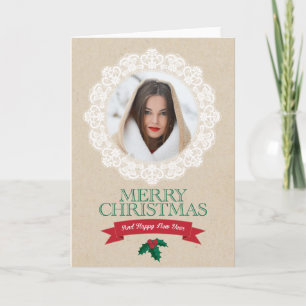 Carte de Noël de la dentelle de photo du pays