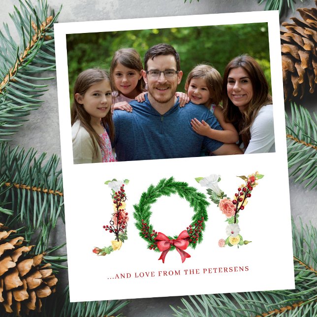 Carte de Noël de la famille Budget photo joie typo (Créateur téléchargé)