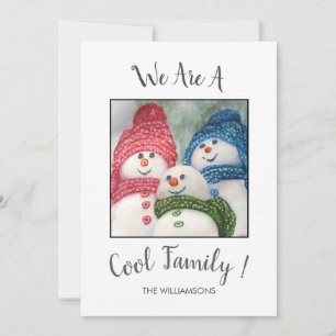Carte de Noël de la famille des neiges cool