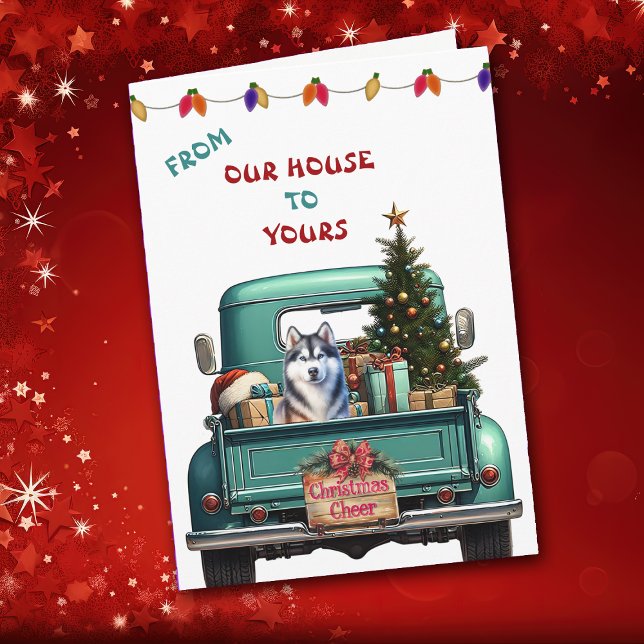 Carte de Noël de la ferme de chiens Husky Siberian (Créateur téléchargé)