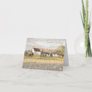 Carte de Noël de la ferme neigeuse