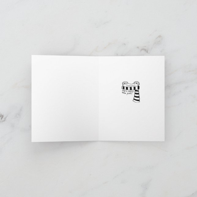 Carte de Noël de la grenouille de patinage sur gla (Intérieur)