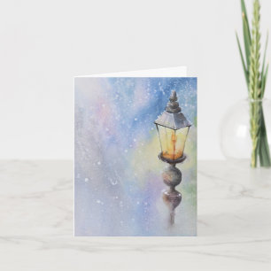 Carte de Noël de la lampe d'aquarelle