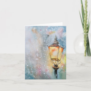 Carte de Noël de la lampe d'aquarelle Un séjour