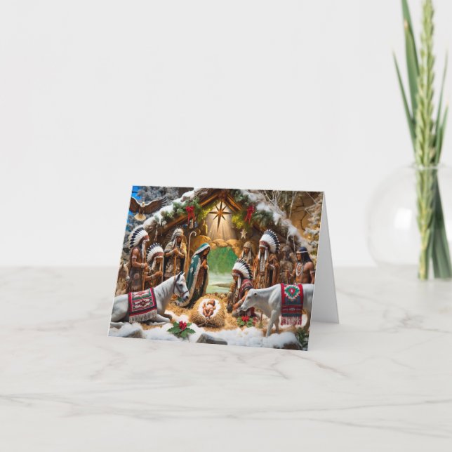 Carte de Noël de la Nativité amérindienne (Devant)
