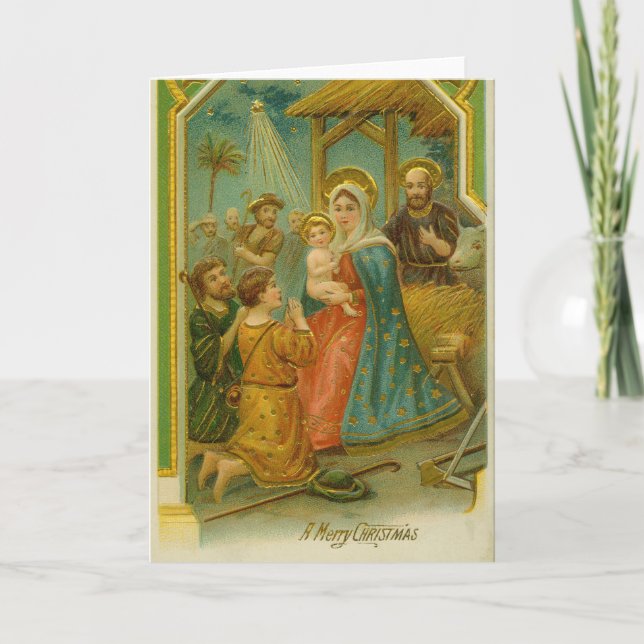 Carte de Noël de la Nativité de l'ère édouardienne (Devant)