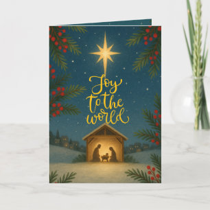 Carte de Noël de la Nativité d'une Nuit d'Hiver Ét
