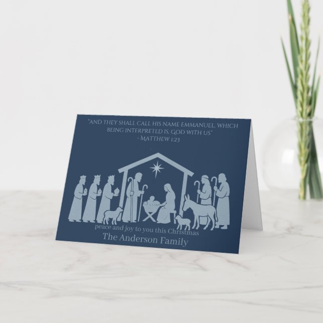 Carte de Noël de la Nativité – Emmanuel Dieu avec  (Devant)