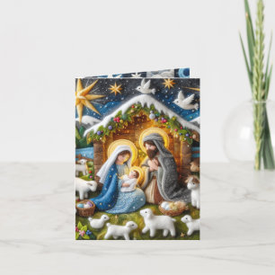 Carte de Noël de la Nativité pliée
