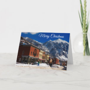 Carte de Noël de la nuit de la ville d'hiver