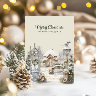 Carte de Noël de la porte d'hiver - Snowy Cottage 