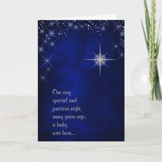 Carte de Noël de la première nuit étoilée bleue (Devant)