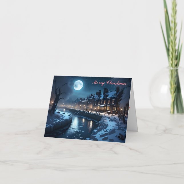 Carte de Noël de la promenade Riverside en hiver (Devant)