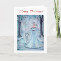 Carte de noël de la reine d'hiver et du lion de Re