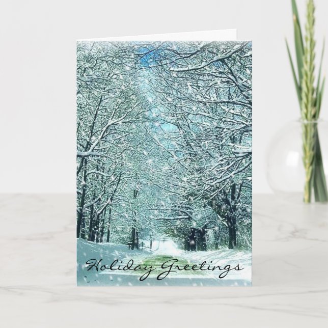 Carte de Noël de la route hivernale neige (Devant)