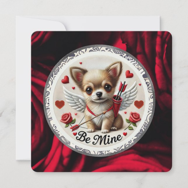 Carte de Noël de la Saint-Valentin Ange Chihuahua  (Devant)