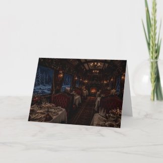 Carte de Noël de la salle à manger aux fenêtres en