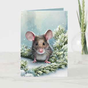 Carte de Noël de la souris Watercolor Mouse