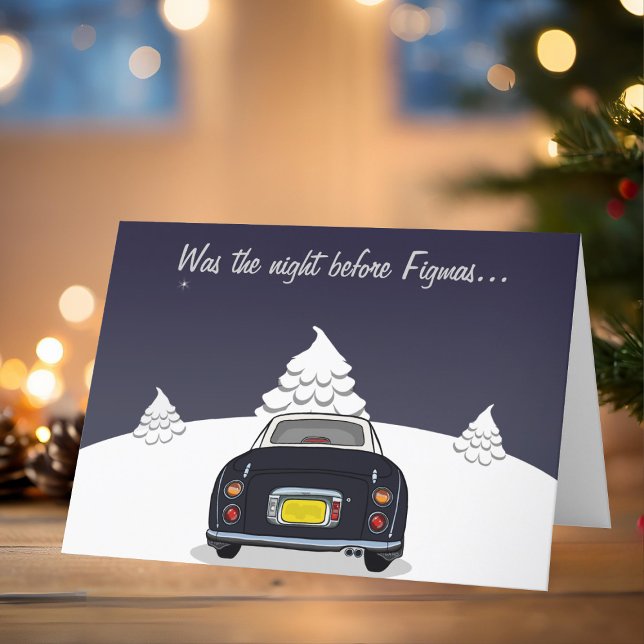 Carte de Noël de la voiture Figaro noire (Happy Fig-mas! A fun figgy themed christmas card to send to your car! (or your figgy loving friends))