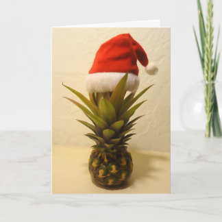 Carte de Noël de l'ananas hawaïen Santa Hat