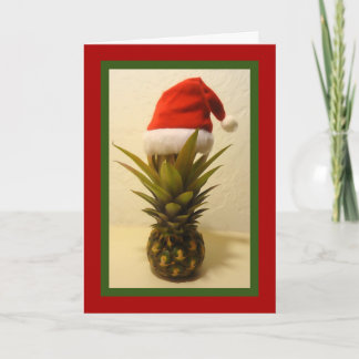 Carte de Noël de l'ananas hawaïen Santa Hat