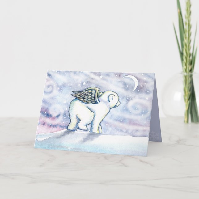 Carte de Noël de l'ange ours polaire (Devant)